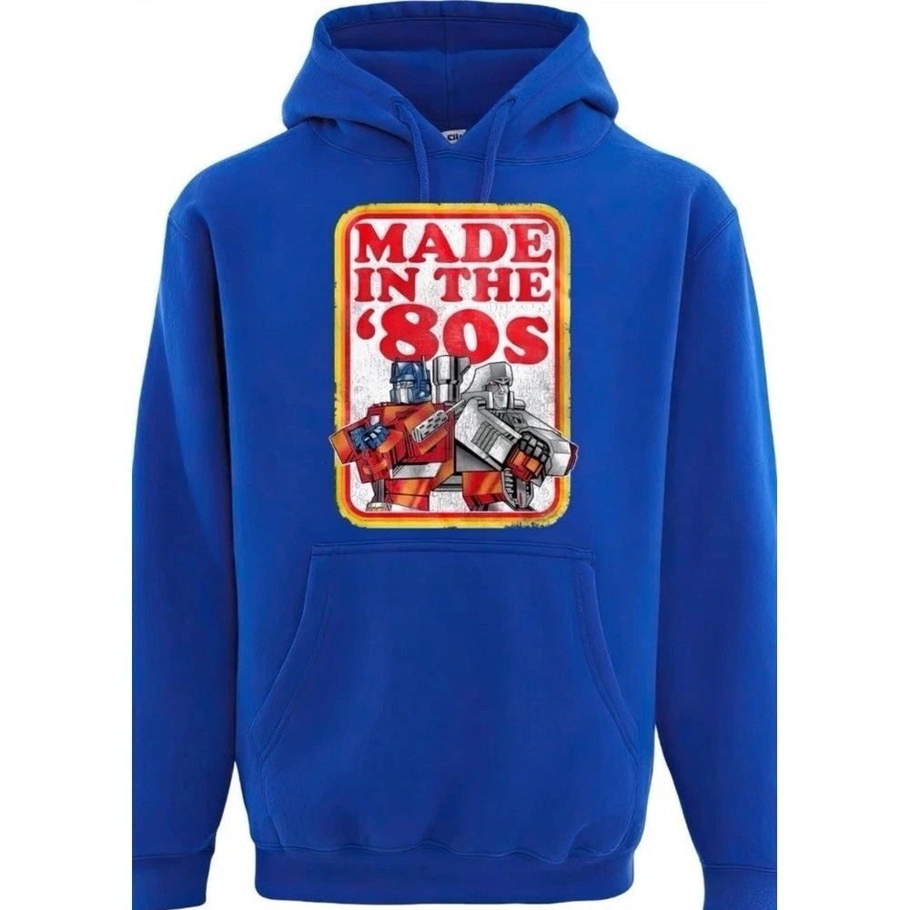 Transformers Made In The 80s Pullover Hoodie, Blue Sweatshirt Unisex XL